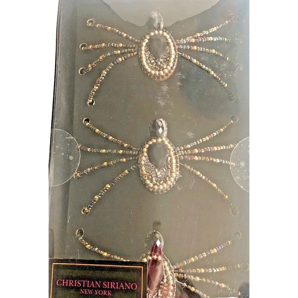 Christian Siriano Halloween Big Spiders Faux Rhinestone Spooky Scary Set Of 3